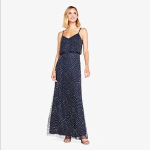 Adrianna Papell-  ART DECO BEADED BLOUSON GOWN IN NAVY
